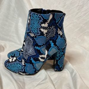 Blue Snakeskin Booties